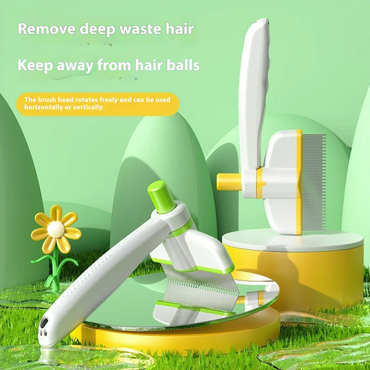 KFX-6211261 Self-Cleaning Pet Comb for Long Hair Cats and Dogs - Gentle Hair Removal, Skin Protection, and Health Promotion