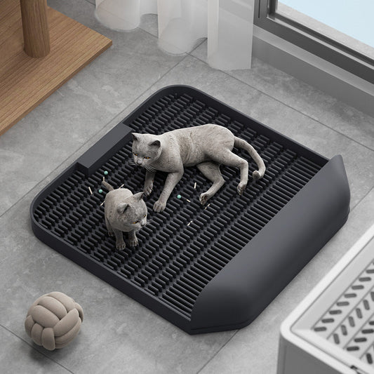 KFX-6211517 Bamboo Charcoal Cat Litter Pad Mat - Pet Supplies in Gray and Cream Yellow 37x37x8CM