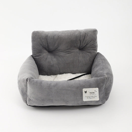 KFX-6219453 Universal Pet Car Nest - Gray Cloth Dog Bed, Large (53*42*29 cm) & Small (44*35*27 cm)