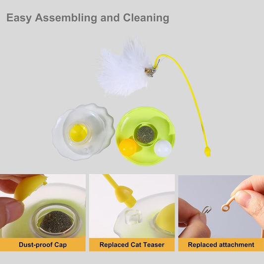 KFX-6222653 Interactive Cat Tumbler Toy with Catnip, Feather Teaser, and Bell for Indoor Exercise