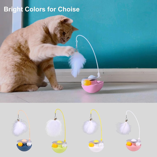 KFX-6222653 Interactive Cat Tumbler Toy with Catnip, Feather Teaser, and Bell for Indoor Exercise