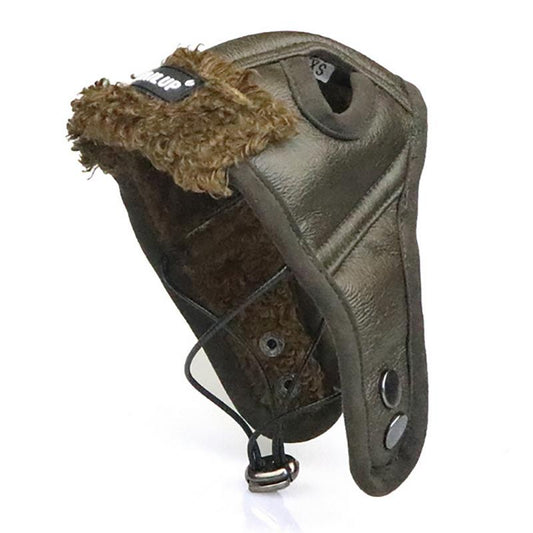 KFX-6223549 Pilot Hat for Small and Medium-Sized Dogs - Adjustable Flying Cap in Black and Brown
