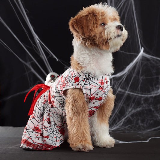 KFX-6227517 Personalized Halloween Bloodshot Spider Skirt for Dogs, Casual Pet Clothing in Multiple Sizes