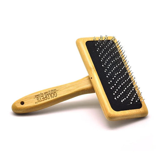 KFX-6238269 Bamboo and Wood Slicker Comb with Long Prongs for Cats and Dogs - Eco-Friendly Grooming Brush