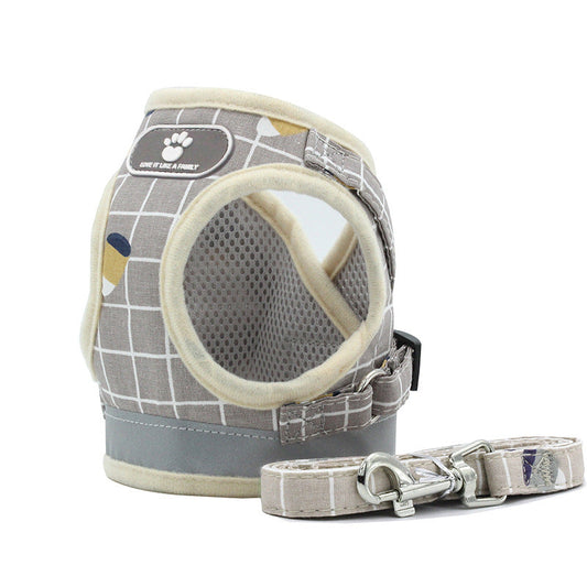 KFX-6247997 Adjustable Cat and Small Dog Vest Style Traction Rope - Outdoor Use, Durable Cloth Material