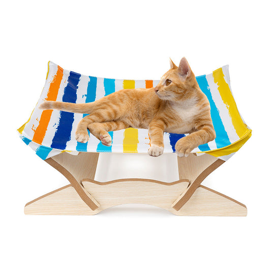 KFX-6255549 Wooden Cat Hammock - Stylish Pet Bed for Comfort and Relaxation