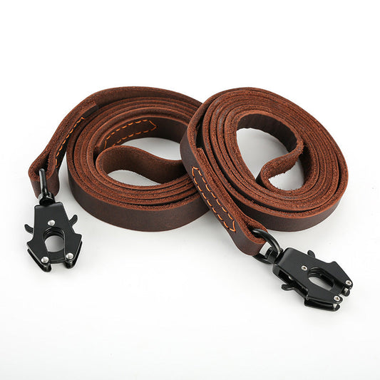 KFX-6280765 Leather Fast Release Buckle Cowhide Dog Leash - 1.5" and 2.0" Width Options