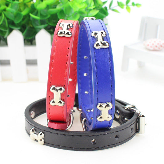 KFX-6282941 Adjustable PU Dog Collar in Blue, Red, Black, and Mixed Colors - Small, Medium, Large Sizes Available