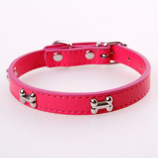 KFX-6282941 Adjustable PU Dog Collar in Blue, Red, Black, and Mixed Colors - Small, Medium, Large Sizes Available