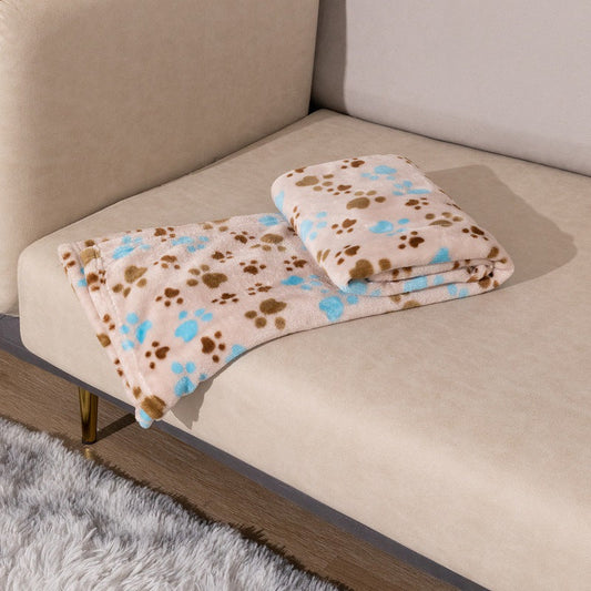 KFX-6293309 Double-Sided Thickened Flannel Pet Blanket Kennel Mat for Dogs in Cartoon Patterns