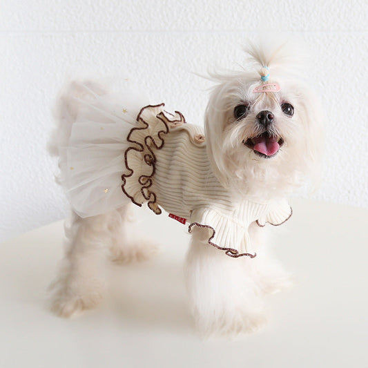 KFX-6302781 Vintage Flounced Sleeve Skirt Pet Costume for Cats and Dogs - Multiple Colors and Sizes Available