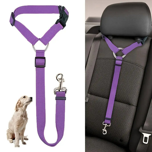 KFX-6305469 Adjustable Two-in-One Pet Safety Seat Belt Harness and Leash for Dogs and Cats