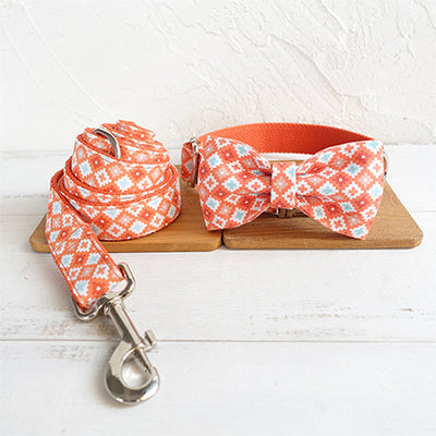 KFX-6309949 Orange Adventure Matching Collar and Leash Set for Dogs - Durable Polyester Material, Multiple Sizes Available