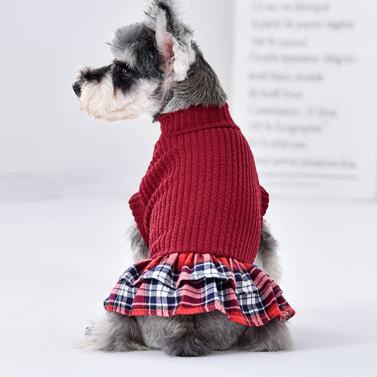 KFX-6317885 Stylish Red and Black Princess Skirt for Small to Medium Dogs