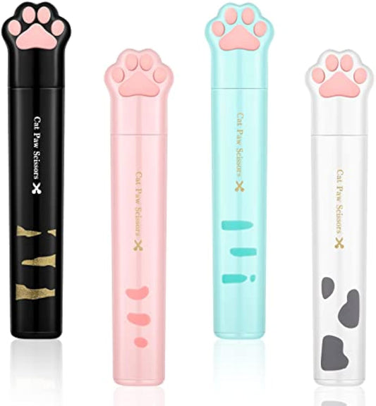 KFX-6320957 Cute Cat Paw Mini Stainless Steel Craft Scissors - Portable Folding Safety Scissors in 4 Colors