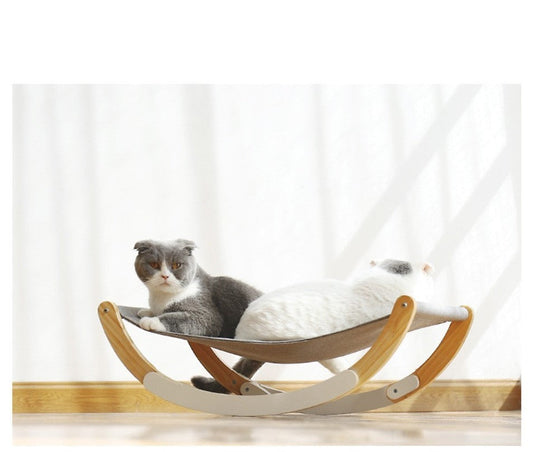 KFX-6321085 Solid Wood Cat Rocking Hammock - Cozy Pet Bed for Cats, Kittens, Ferrets, and Small Animals