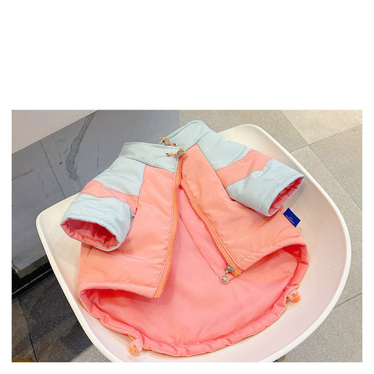 KFX-6323901 Warm Cotton-Padded Jacket for Winter in Blue and Pink, Sizes L to 3XL