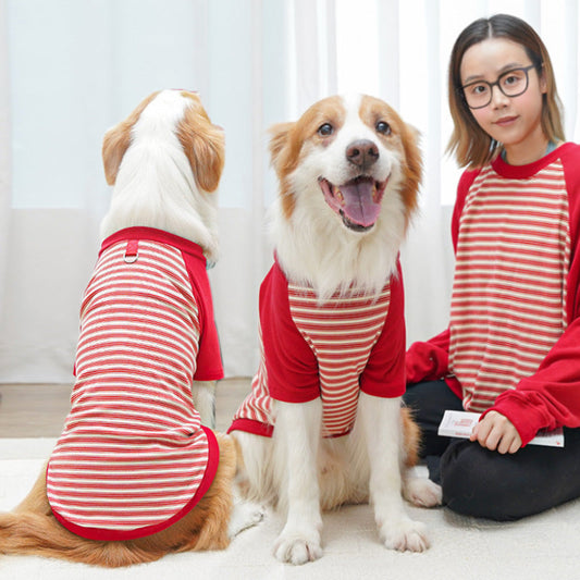 KFX-6324541 Striped Large Dog Undershirt - Unisex Polyester Pet Shirt in Various Colors