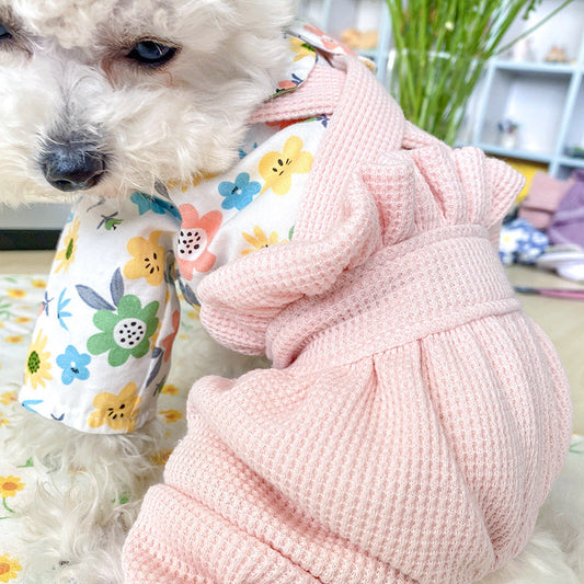 KFX-6325821 Floral Garden Corduroy Four-Legged Bloomers for Pets - Pink - Available in Multiple Sizes
