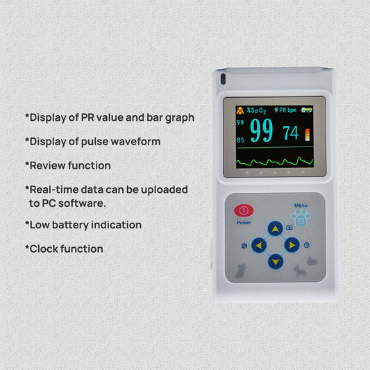KFX-6330685 Veterinary Pulse Oximeter with Color Display and Spo2 Probe Monitor CMS60D-VET