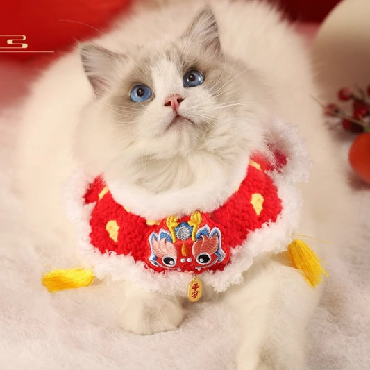 KFX-6332605 New Year Pet Scarf Collar – Festive Styles for Cats in Winter