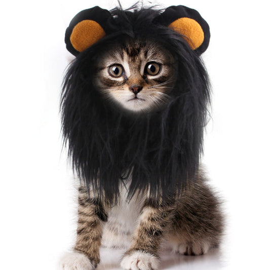 KFX-6338237 Cat Lion Head Hat Costume for Pets - Fun Dress-Up Accessory for Cats and Dogs