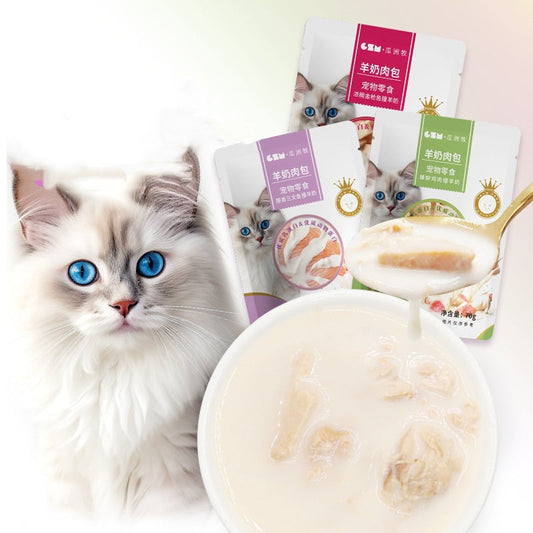 KFX-6352317 Goat's Milk Steamed Meat Dumplings for Cats - Chicken, Tuna, Salmon Flavors - Nutritional Cat Snacks - 70g