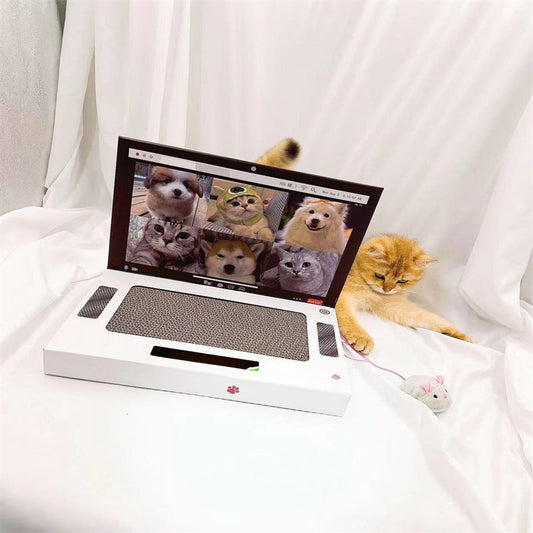 KFX-6352445 Foldable White Cat Scratch Board - Wear-Resistant Corrugated Paper, 33*25*5 cm