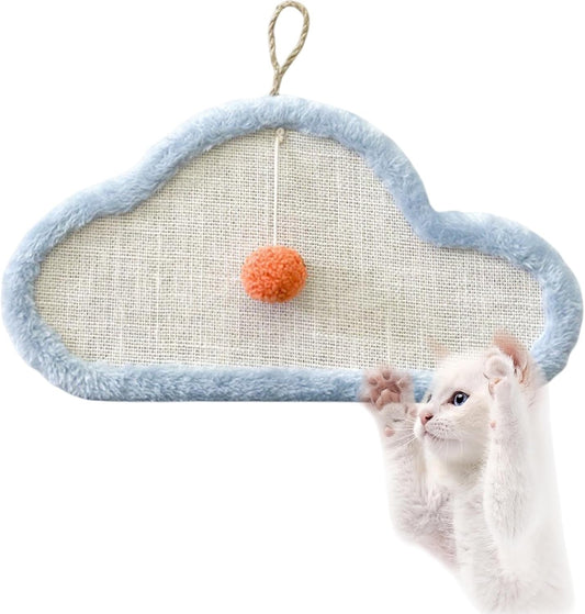 KFX-6353725 Wall-Mounted Natural Sisal Cat Scratching Mat with Cute Cartoon Design, Durable Protector for Indoor Cats