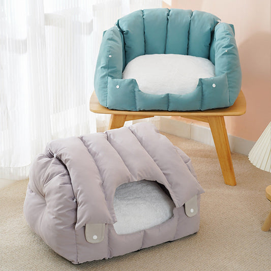 KFX-6356285 Dual-Purpose Soft Arched Cat Nest - Enclosed, Comfortable & Deformable Pet Sofa for Cats and Dogs