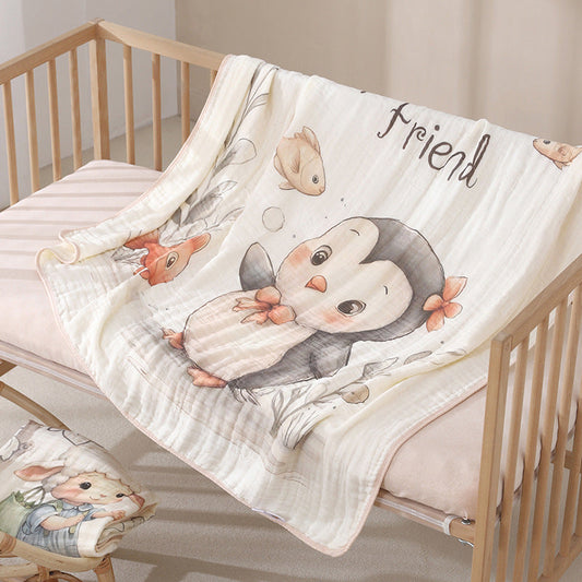 KFX-6358845 Cotton Cartoon Baby Blanket in Various Animal Designs - Soft Bamboo Fiber
