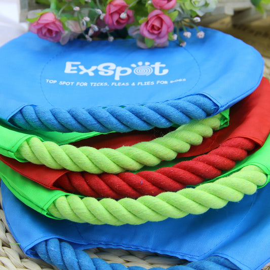 KFX-6362813 Pet Dog Flying Disc Toy - Lightweight Canvas & Rope Frisbee for Outdoor Play, 19cm Diameter