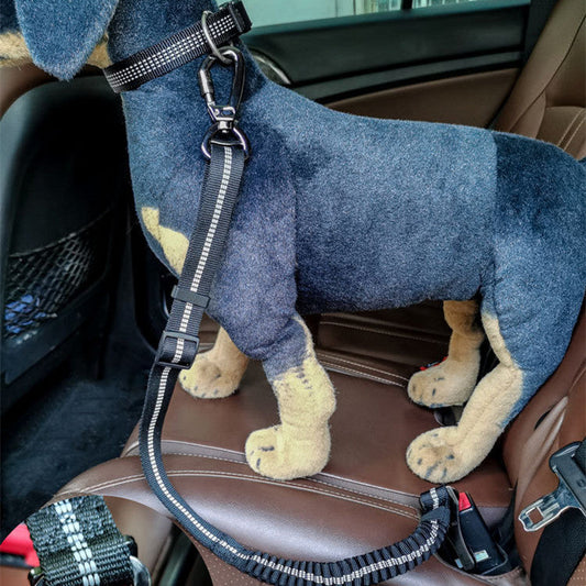 KFX-6381885 Elastic Adjustable Dog Car Seat Belt, Reflective Polyester Safety Harness for All Dog Sizes