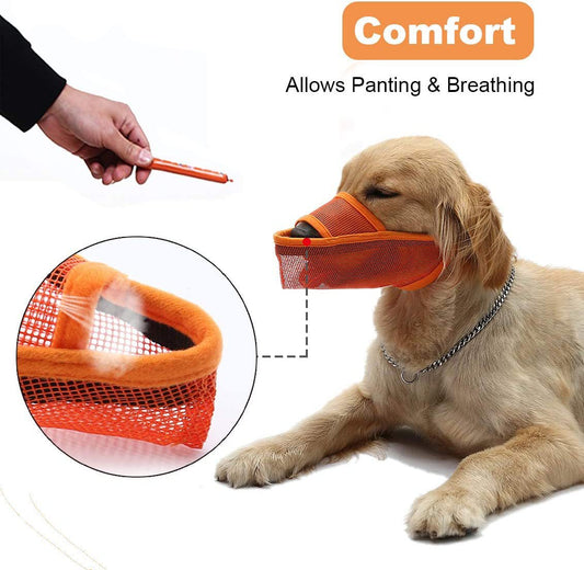 KFX-6388285 Breathable Mesh Dog Muzzle for Anti-Biting, Anti-Barking, and Controlled Eating - Suitable for Large, Medium, and Small Dogs