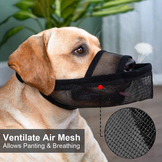 KFX-6388285 Breathable Mesh Dog Muzzle for Anti-Biting, Anti-Barking, and Controlled Eating - Suitable for Large, Medium, and Small Dogs