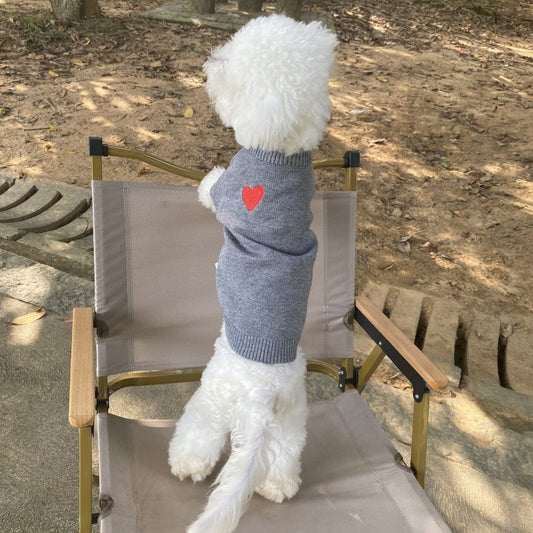 KFX-6390589 Cozy Wool Pet Sweater for Small and Medium Dogs and Cats in Sapphire Blue, Red, and Dark Gray
