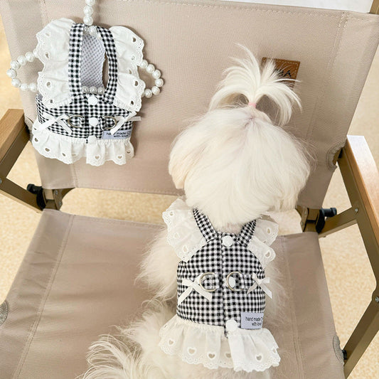 KFX-6392381 Black and White Plaid or Red and White Plaid Pet Chest Skirt for Dogs and Cats