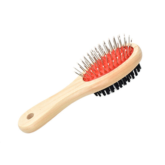 KFX-6396349 Stainless Steel Needle Comb and Wooden Brush for Pet Fur Grooming
