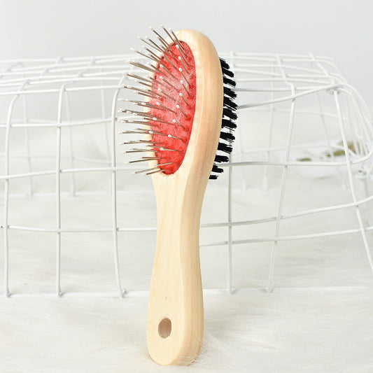 KFX-6396349 Stainless Steel Needle Comb and Wooden Brush for Pet Fur Grooming