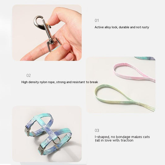 KFX-6411837 I-shaped Pet Traction Rope for Secure Walking - Polyester Material, Available in Pale Blue-Green, Deciduous Yellow, Spider Silk Powder
