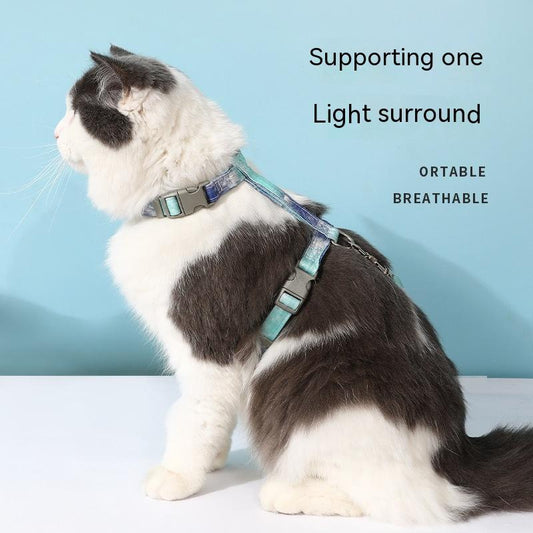 KFX-6411837 I-shaped Pet Traction Rope for Secure Walking - Polyester Material, Available in Pale Blue-Green, Deciduous Yellow, Spider Silk Powder