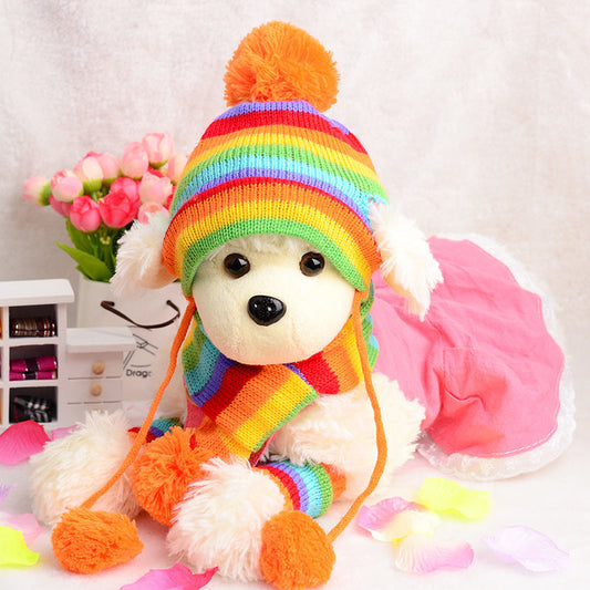KFX-6414397 Three-Piece Warm Pet Hat, Scarf, and Foot Cover Set for Winter Protection