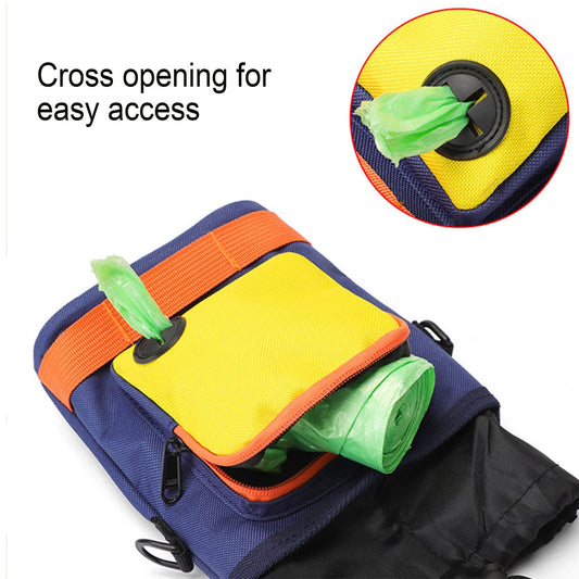 KFX-6417597 Dog Training Crossbody Bag for Outdoor Travel - Light Green & Dark Blue, Oxford Material, 15x7x17.5cm