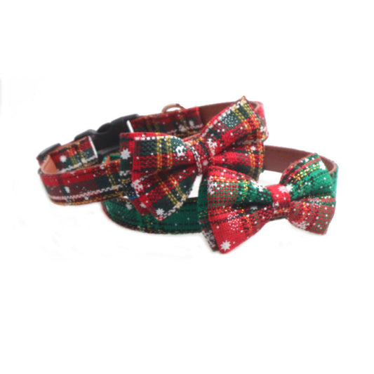 KFX-6419773 Adjustable Christmas Pet Collar for Dogs and Cats - Cute Holiday Design in Red and Green