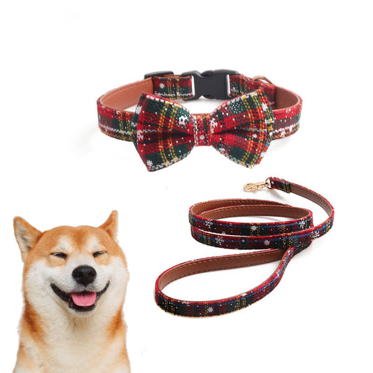 KFX-6419773 Adjustable Christmas Pet Collar for Dogs and Cats - Cute Holiday Design in Red and Green