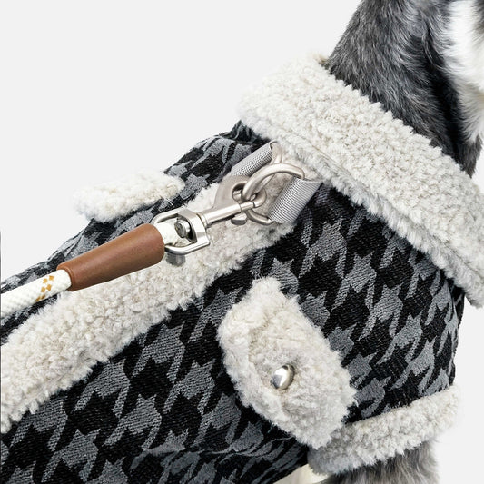 KFX-6423357 Houndstooth Cotton-Padded Jacket for Small Dogs - Warm and Cozy Pet Apparel
