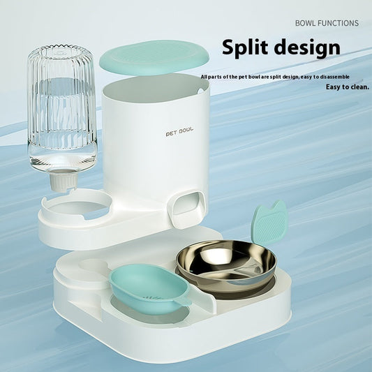 KFX-6429501 Automatic Cat Water Fountain with Integrated Double Stainless Steel Bowls - Available in Multiple Colors