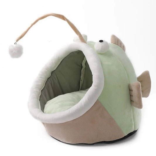 KFX-6439101 Winter Cat Nest Lantern House - Semi-closed Deerskin Velvet Small Dog Kennel for Cozy Comfort, Suitable for Multiple Cats