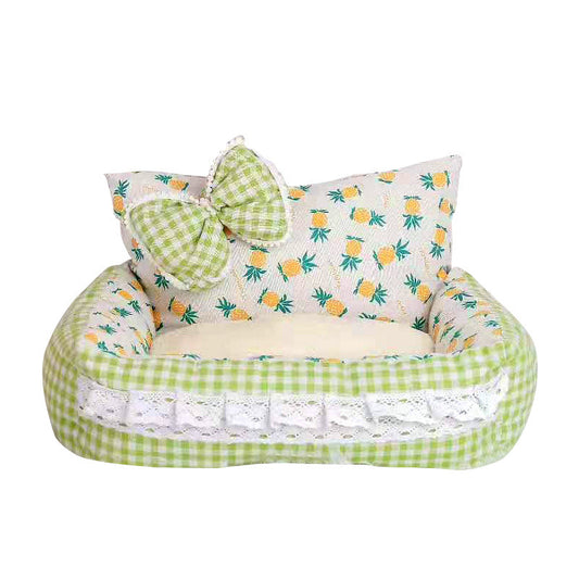 KFX-6440893 Cozy Flannel Pet Nest for Cats and Dogs - Square Shape, Cotton & Hemp, Two Sizes Available