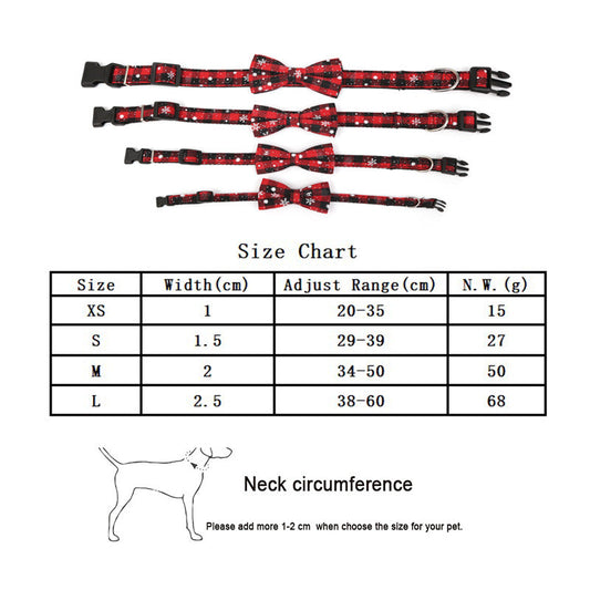 KFX-6446781 Christmas Snowflake Terylene Collar with Red Bow - Multiple Sizes Available